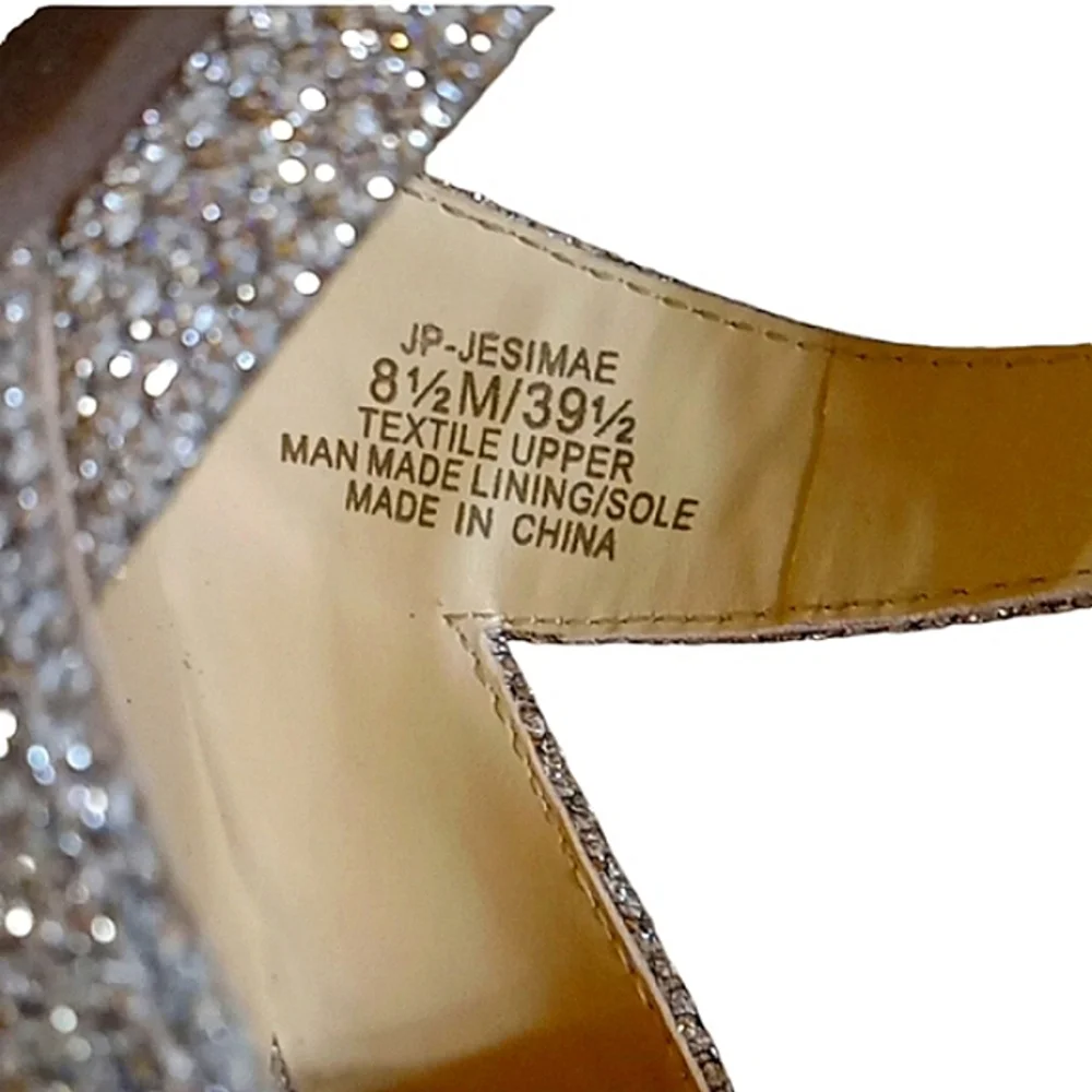 Jessica Simpson Jessimae Gold Glitter Mesh Heeled Sandals Size 8.5 NWOT